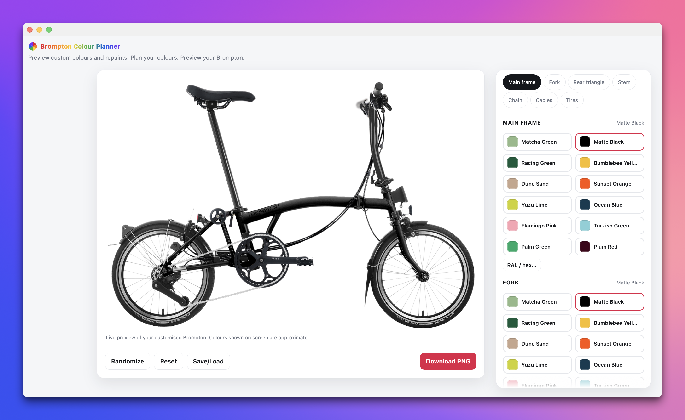 Brompton Colour Planner: preview custom colours before you respray